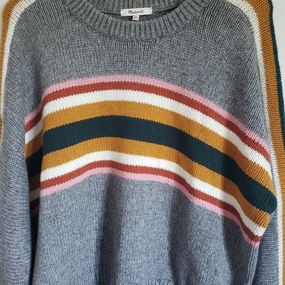 Madewell Striped Rainbow Gray Pullover Sweater XXL - Picture 2 of 15